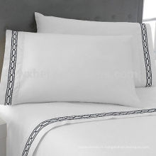 Taie d&#39;oreiller brodée de coton brodé nouveau design blanc